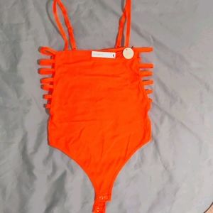 Forever21 NWT neon cutout side bodysuit M/L